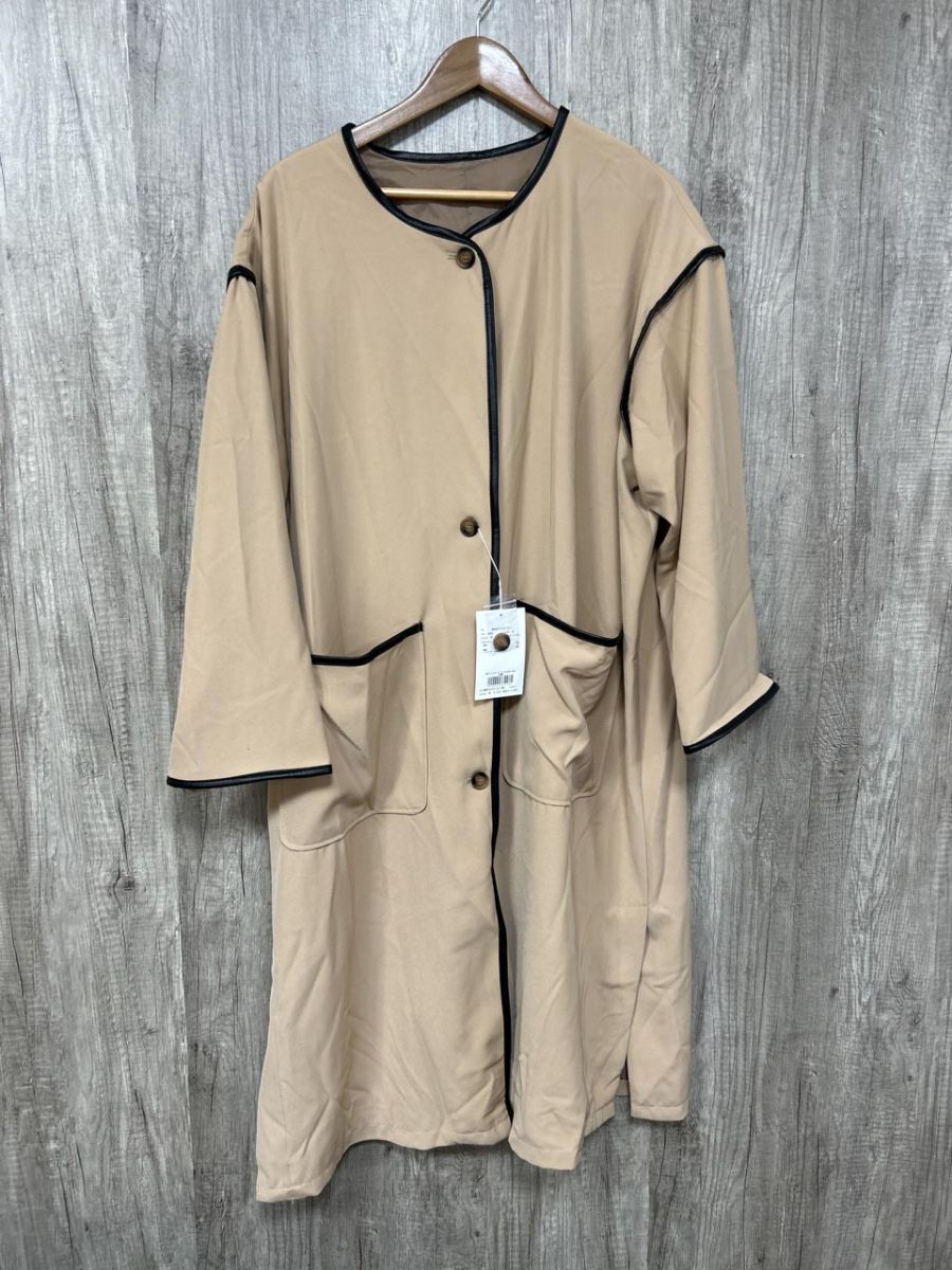 美品 AUNT MARIE’S アントマリーズ ノーカラーパイピング トレンチ コート sizeS/ベージュ ■◇ レディース拍卖