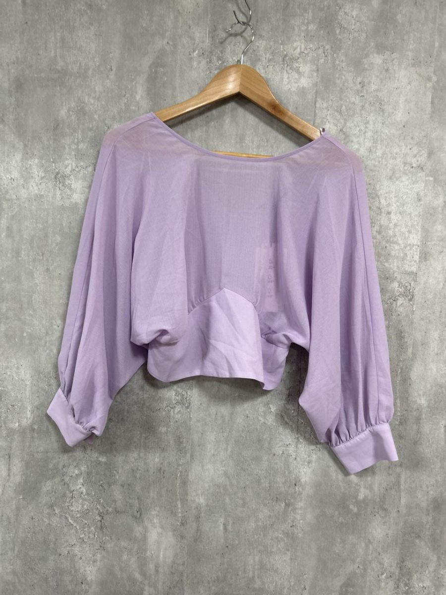 ネコポスOK 美品 ZARA ザラ タグ付き シアー ショート丈 ブラウス シャツ sizeM/紫 ■◇ レディース拍卖