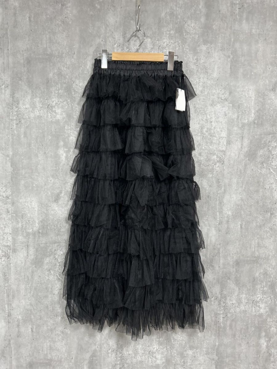 美品 Chez toi シェトワ タグ付き ティアード ロング スカート sizeF/黒 ■■ レディース拍卖