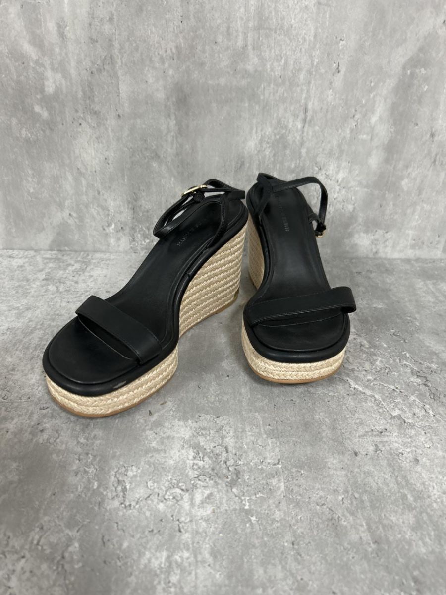 CHARLES & KEITH チャールズ&キース ウェッジソール サンダル size23.5cm/黒 ■◆ レディース レディース拍卖