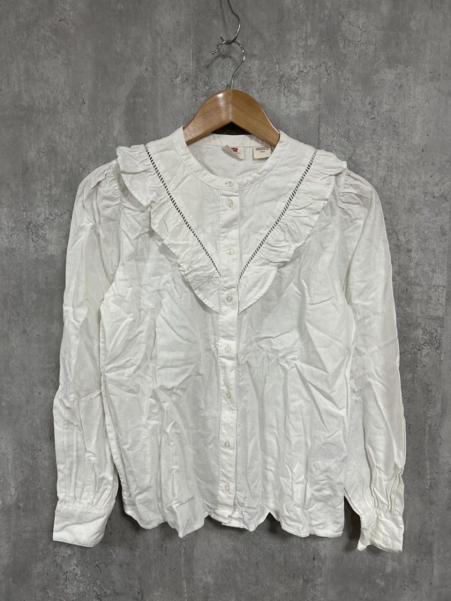 ネコポスOK Levi’s リーバイス フリル シンプル シャツ sizeS/白 ◇■ レディース拍卖