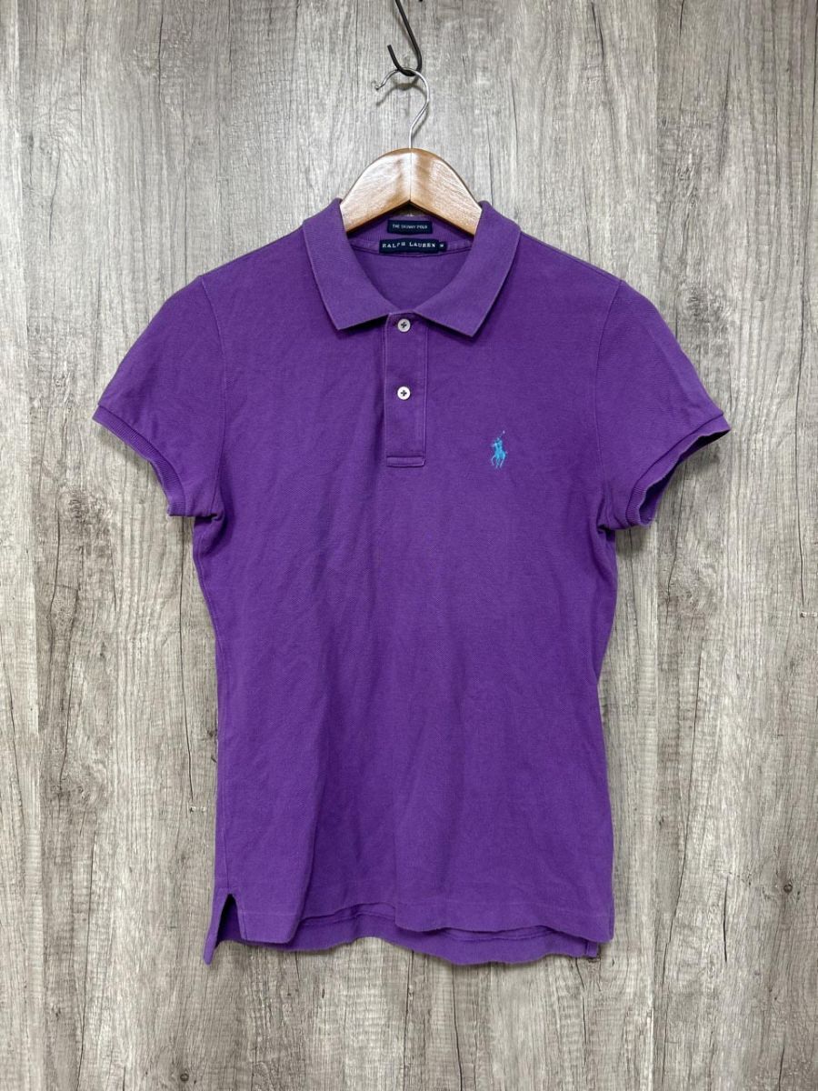 ネコポスOK Ralph Lauren ラルフローレン THE SKINNY POLO 定番 ポロシャツ sizeM/紫 ■◆ レディース拍卖
