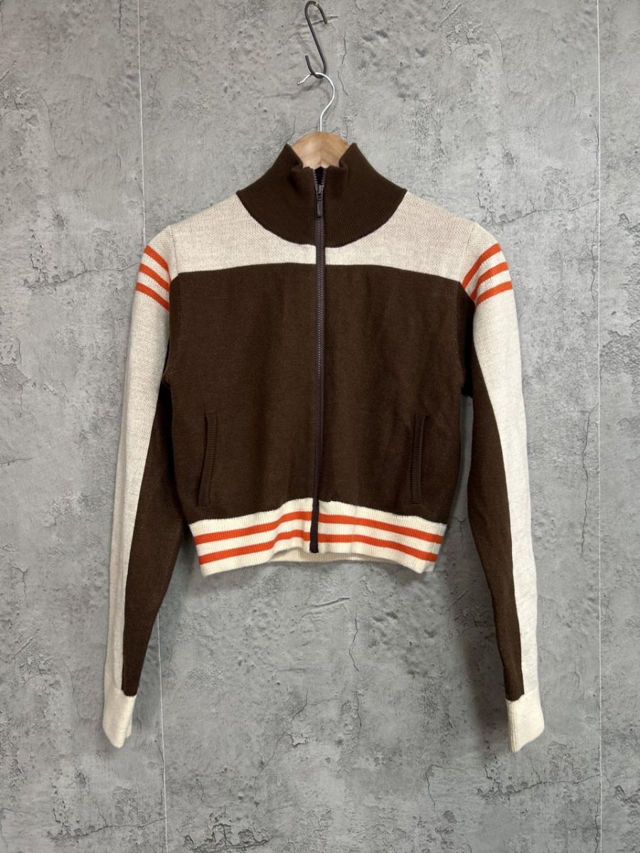 Oriens JOURNAL STANDARD オリエンス ジャーナルスタンダード ミニ丈 ラインジップ ニット セーター sizeF/茶 ◇■◎ レディース拍卖