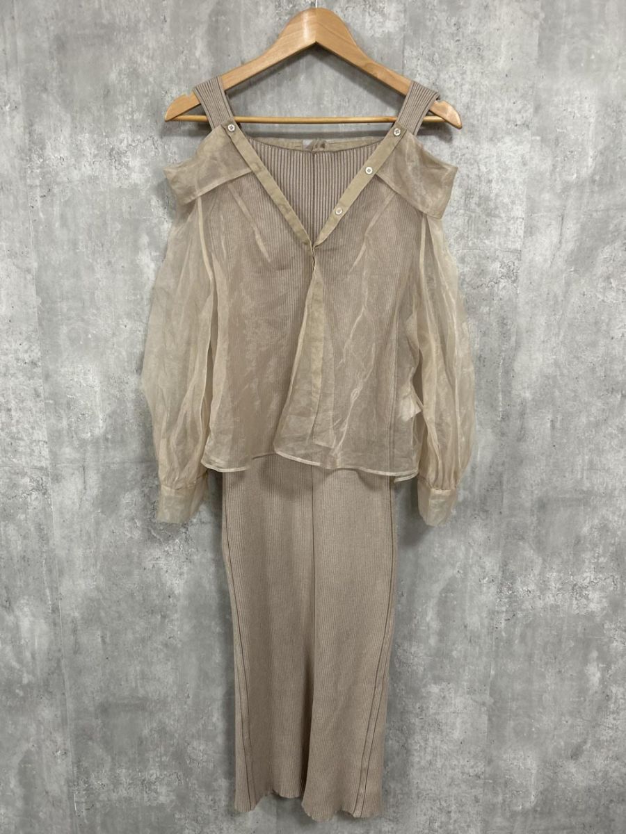 COCO DEAL オーガンジーシャツ ニットワンピース ニット ワンピース size1/ベージュ ◇■ レディース拍卖