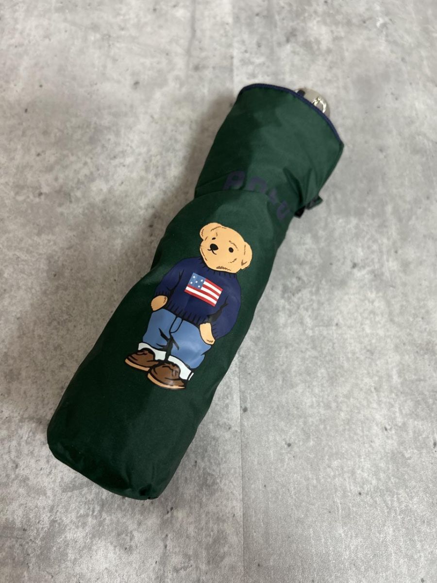 POLO RALPH LAUREN ポロ ラルフローレン 雨天両用 くま 折りたたみ 傘 sizeF/緑 ■■◎ レディース拍卖