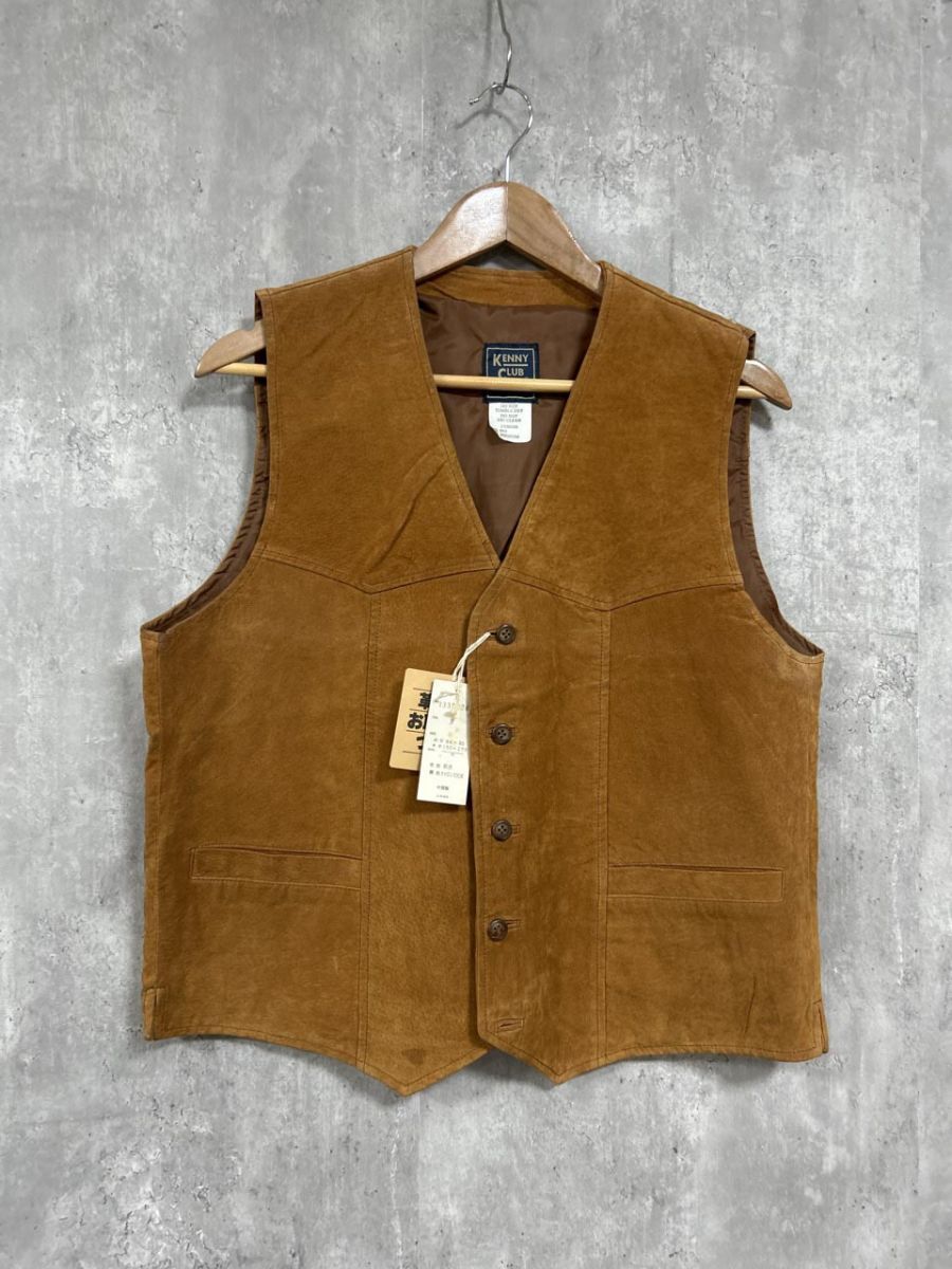 美品 KENNY CLUB ケニークラブ タグ付 豚革 レザー ベスト sizeM/キャメル ■■◎ メンズ メンズ拍卖