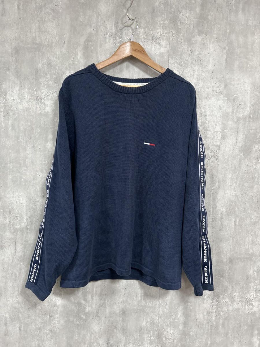 TOMMY HILFIGER トミーヒルフィガー サイドライン ニット セーター sizeXXL/紺 ◆■ メンズ拍卖