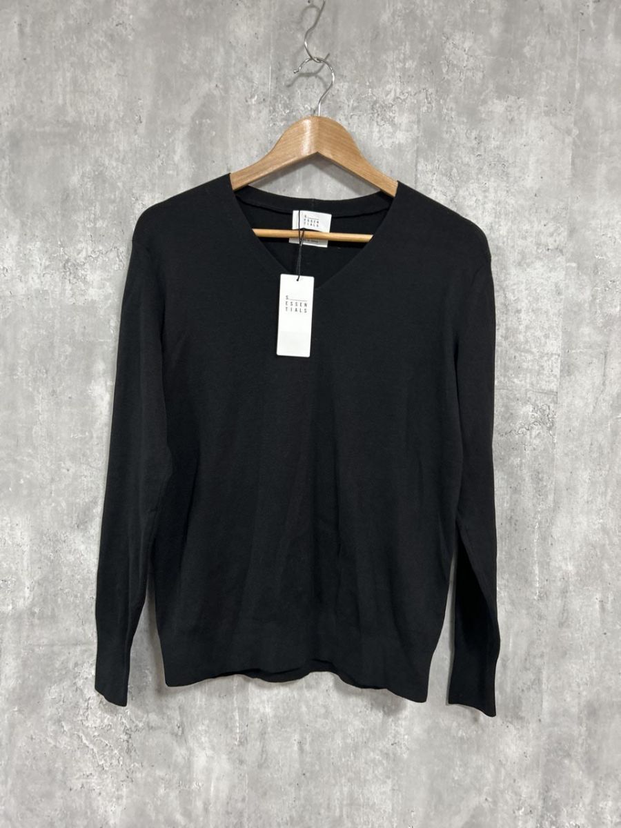 美品 S.ESSENTIALS タグ付き エスエッシェンシャルズ 綿100% ニット セーター size38/黒 ◇■◎ レディース拍卖