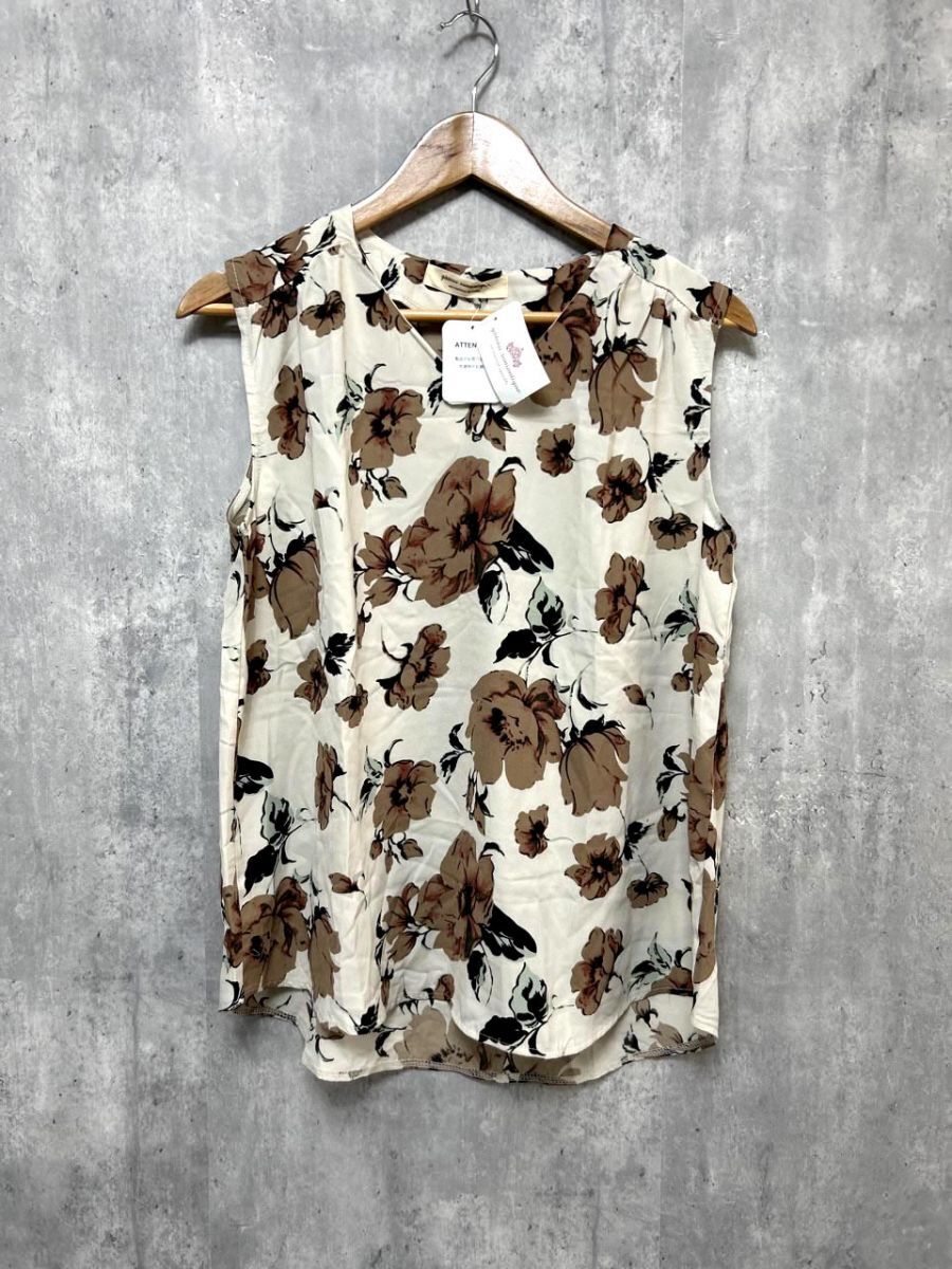 美品 gateau nomantigue ガトーロマンティーク 花柄 タンクトップ sizeM/白x茶 ■◆ レディース拍卖