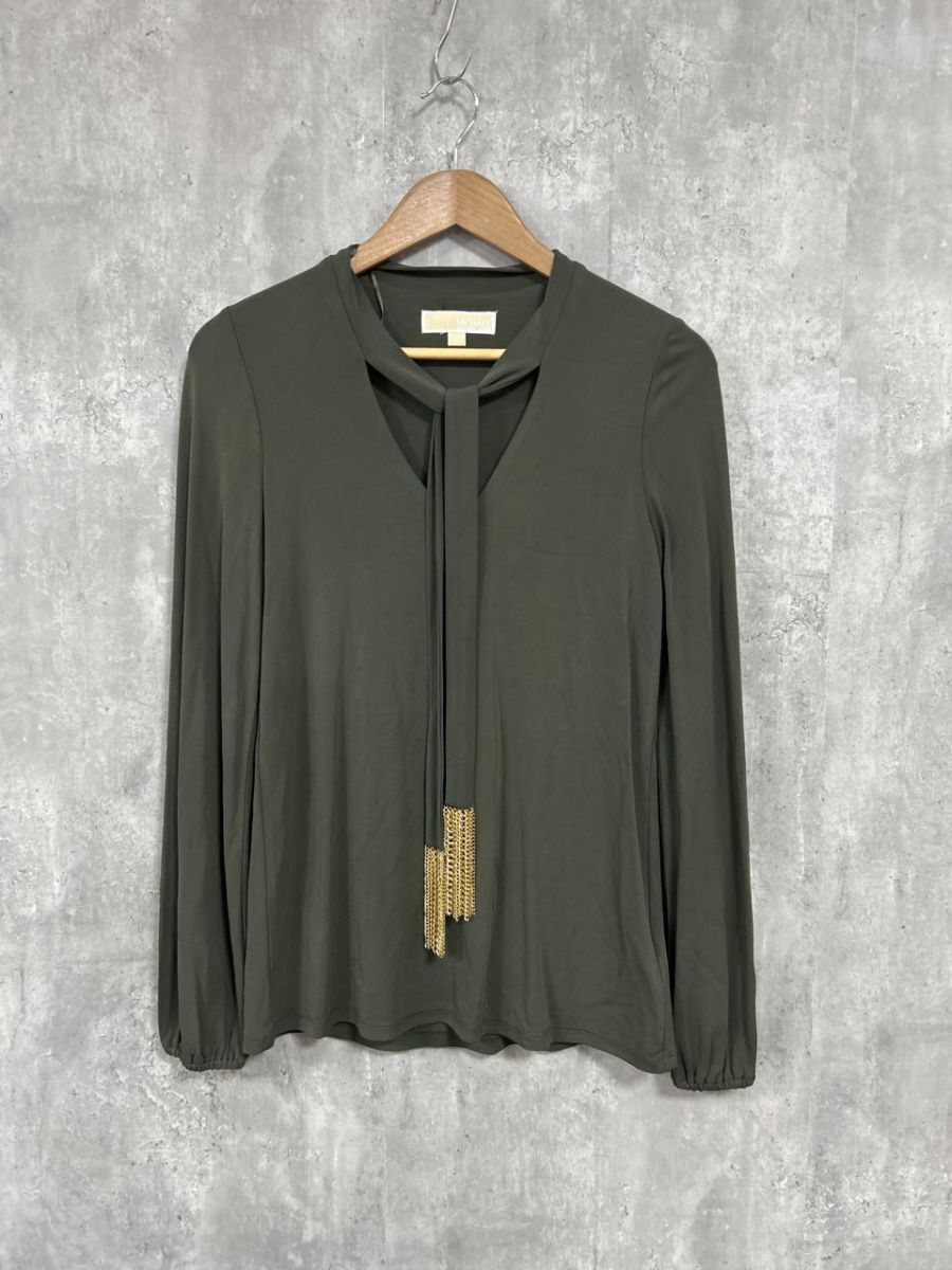 ネコポスOK MICHAEL KORS マイケルコース ロング カットソー sizeXS/カーキ ◆■ レディース拍卖