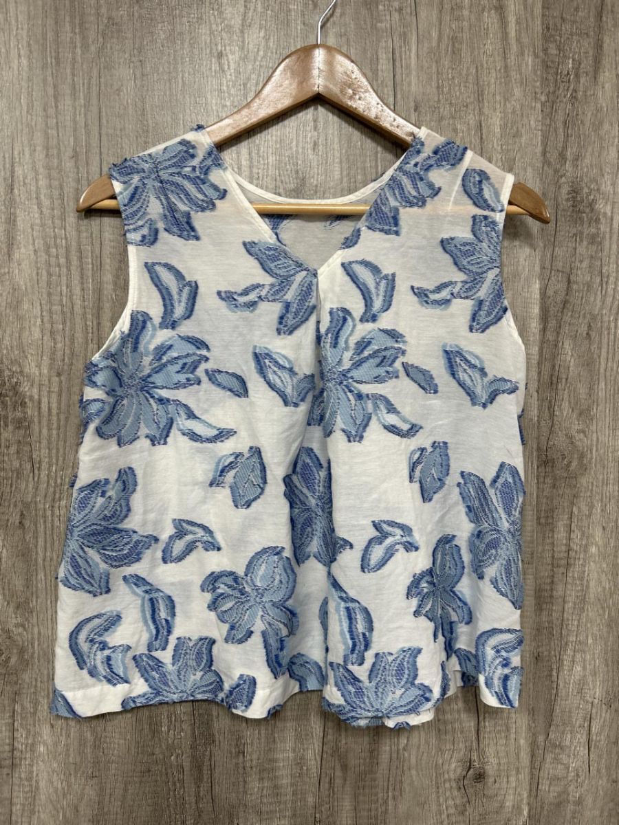 ネコポスOK TOMORROWLAND トゥモローランド 花柄 ノースリーブ カットソー size36/水色 ■◆ レディース拍卖