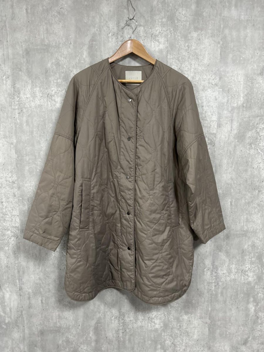 UNFILO アンフィーロ エアーキルトジレ キルティング ロング 軽量 キルティング コート size44/ベージュ ◆■◎ レディース拍卖