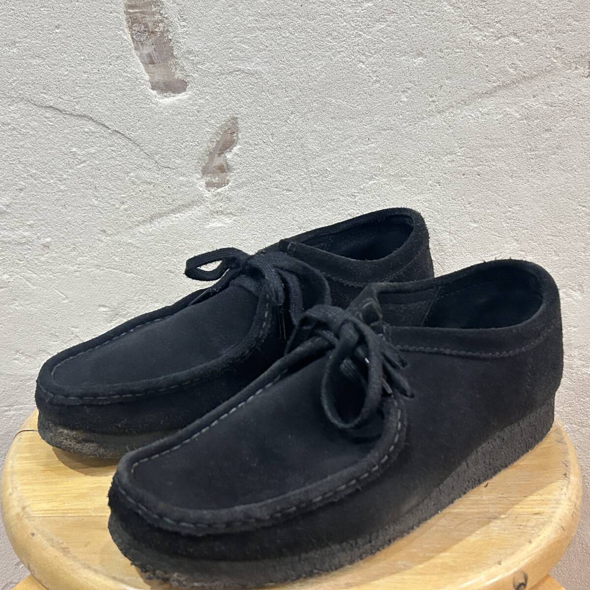 3024 Clarks / クラークス Wallabees Boot ワラビー ブーツ ブラック メンズ 26cm 替え紐あり スウェード used拍卖