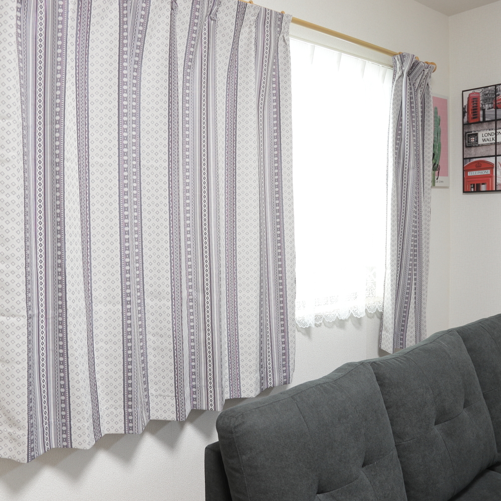 新品 ドレープカーテン 幅100cm 丈135cm(2枚組) ACN158PU 送料込み(一部地域を除き)拍卖