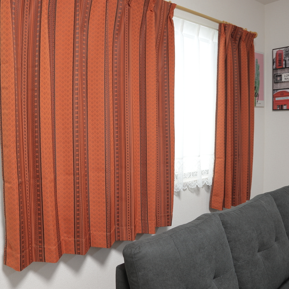 新品 ドレープカーテン 幅100cm 丈200cm(2枚組) ACN158OR 送料込み(一部地域を除き)拍卖