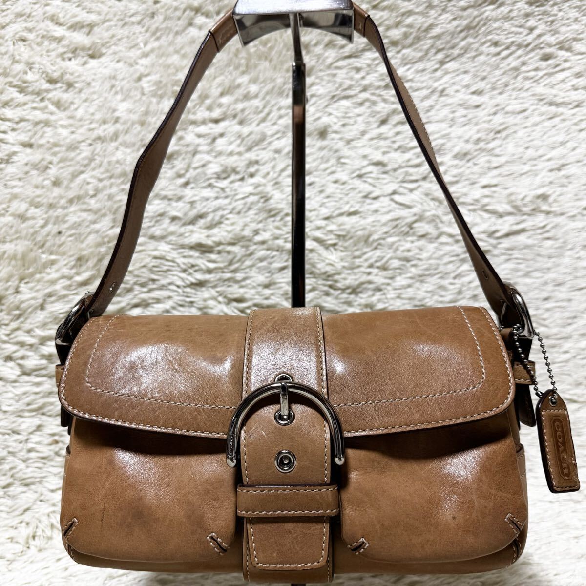 OLD COACH オールドコーチ SOHO ソーホー ワンショルダーバッグ 肩掛け ベルト オールレザー 本革 シグネチャー ブラウン ハンドバッグ拍卖