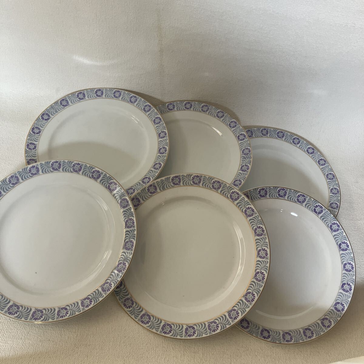 c121 80 Noritake ノリタケ プレート 食器 大皿 洋食器 6枚セット おしゃれ かわいい ブランド 陶器 レトロデザイン 汚れ有り 拍卖