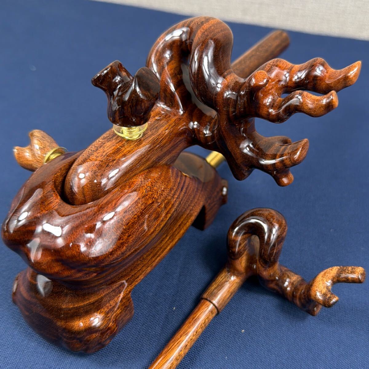 ★黄金柿木★ヘラブナ 万力 へら用品 天然木 砲型万力 眼鏡型 竿受あり宇智波朱印 JZ765拍卖