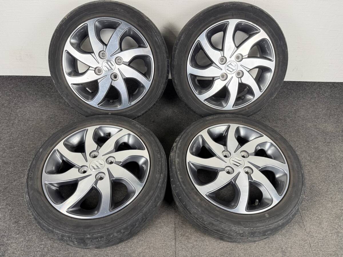 パンク無し ★MK21S スズキ パレット 純正 14インチ アルミ ホイール 4本 14×4.5J +50 PCD100 4穴 ハブ径54 165/55R14★B45拍卖
