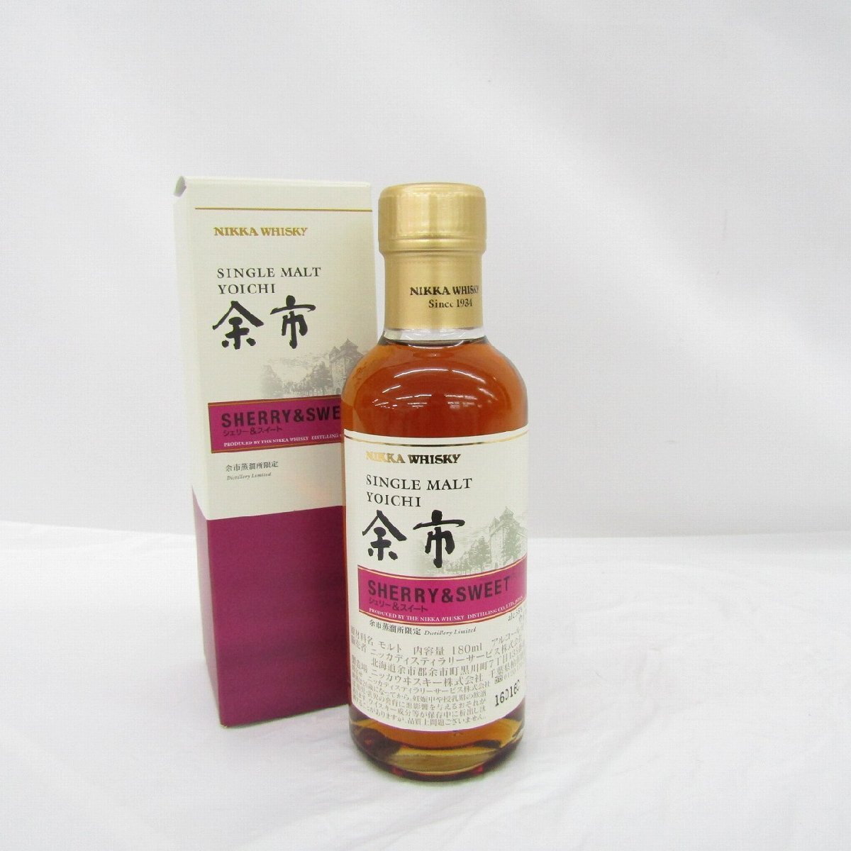 【未開栓】NIKKA ニッカ 余市蒸溜所限定 シングルモルト シェリー&スイート ベビーボトル ウイスキー 180ml 55% 箱付 11975724 1125拍卖
