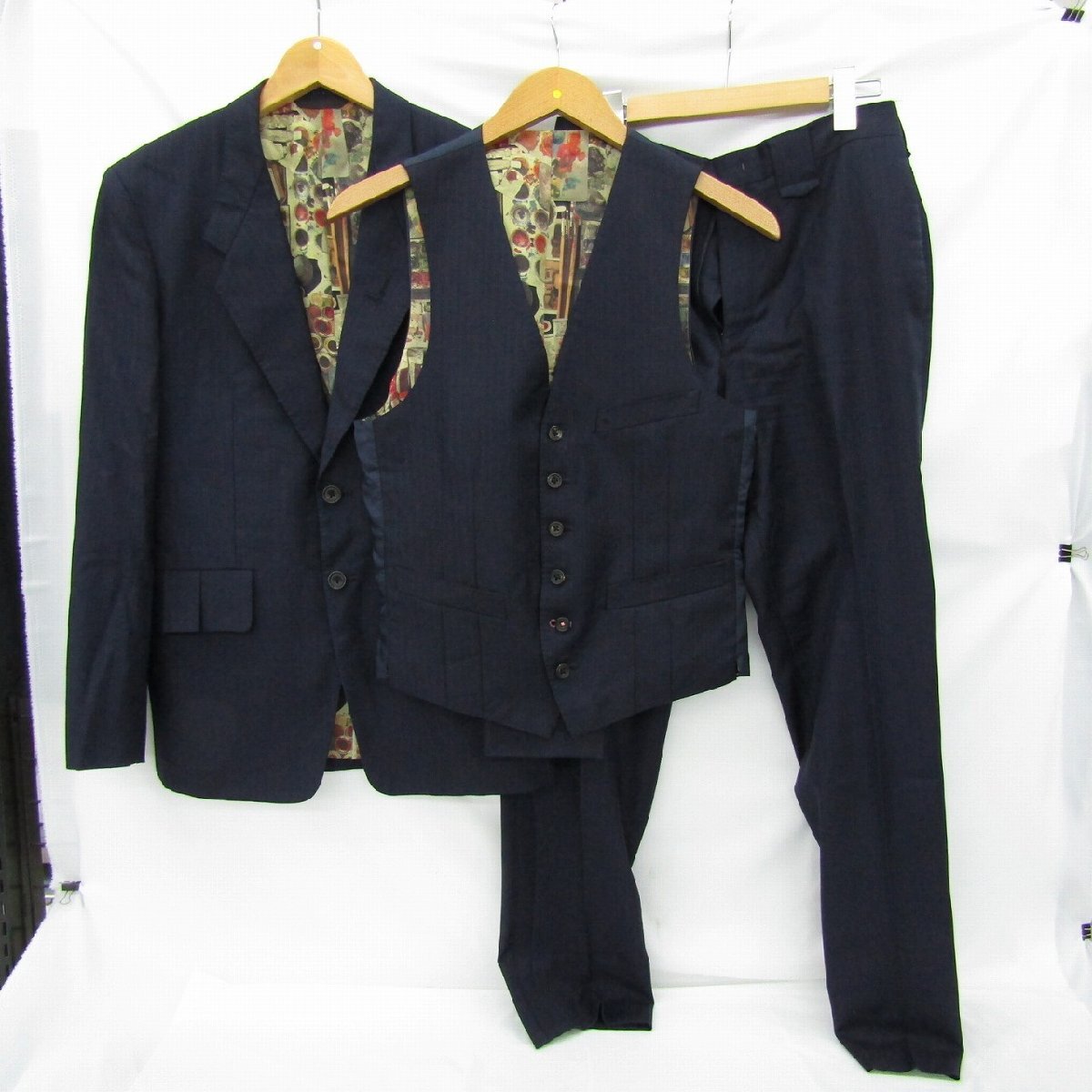 1円~【中古品】Paul Smith ポールスミス スリーピース スーツ セットアップ ネイビー系 ウール ※イニシャル入り 802162154 1126拍卖