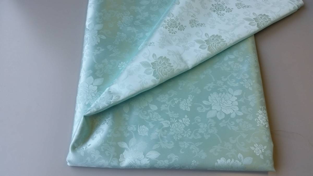 韓国布(チマチョゴリ)ハギレ タン 薄緑色 P SILK100% まとめて決済&配送可拍卖