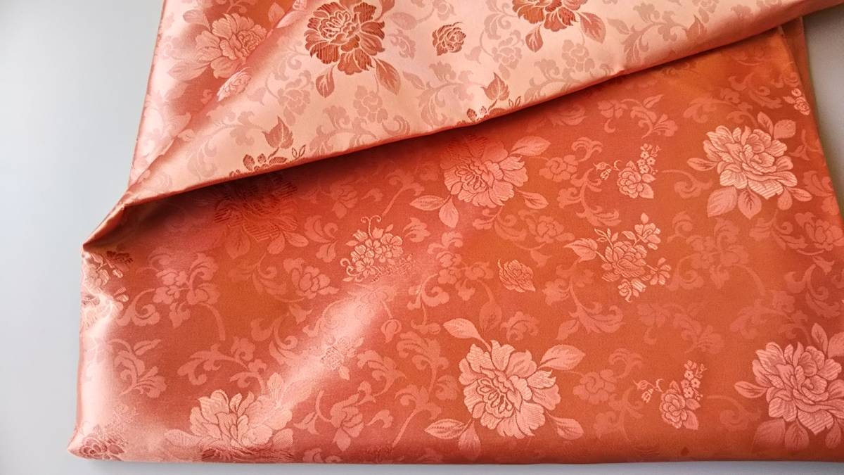 韓国布(チマチョゴリ)ハギレ タン 濃橙色 P SILK100% まとめて決済&配送可拍卖