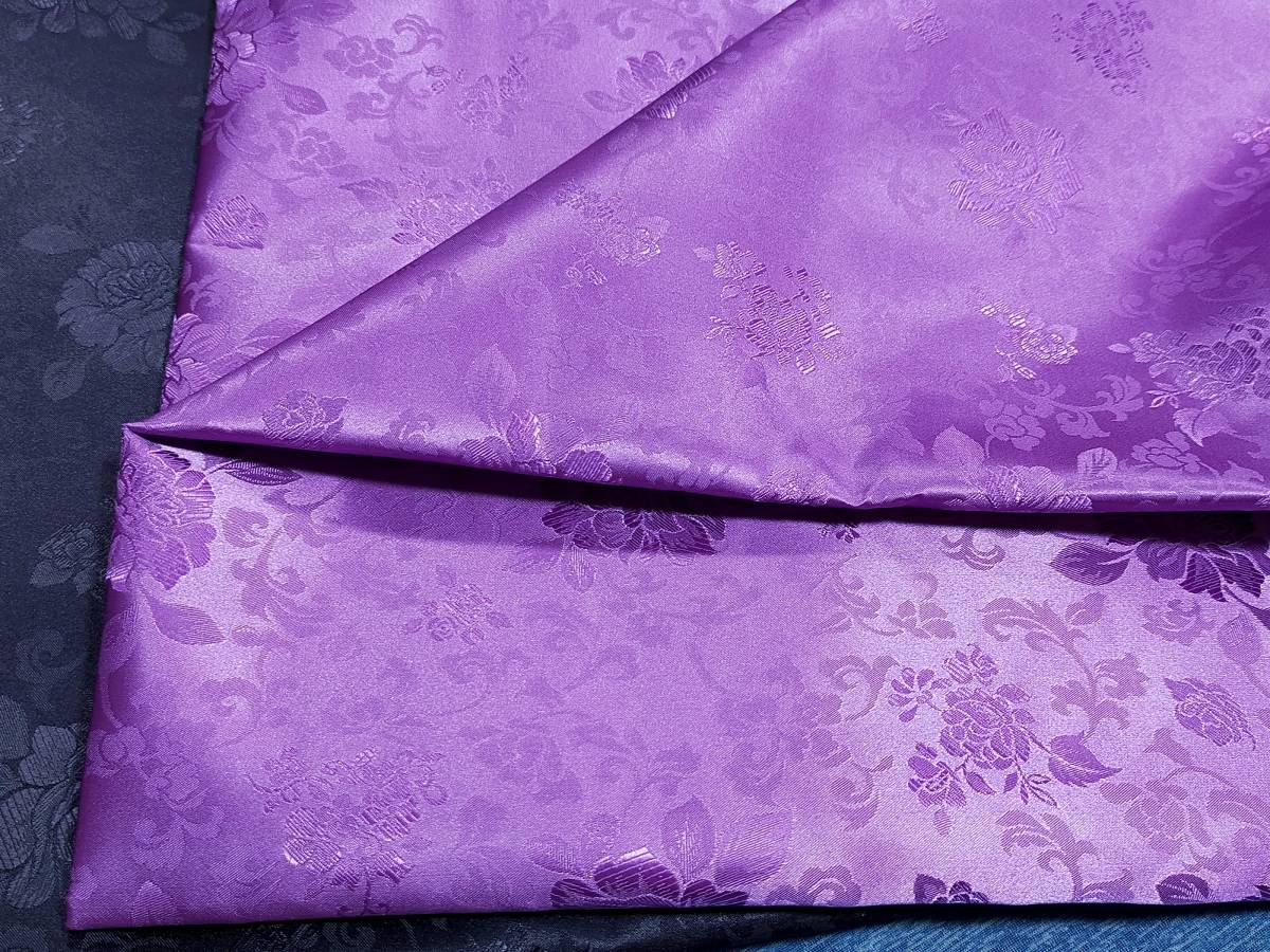 韓国布(チマチョゴリ)ハギレ タン 新紫色 P SILK100% まとめて決済&配送可拍卖