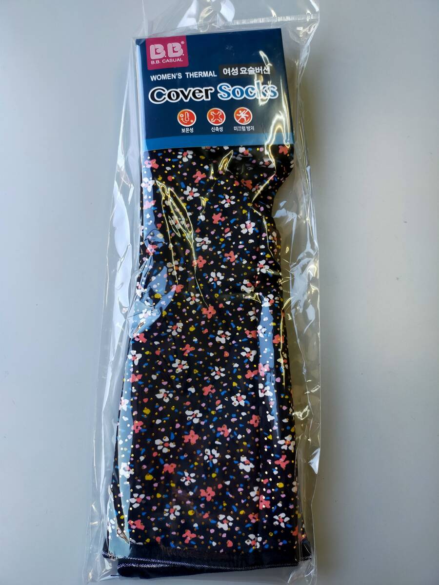 韓国 防寒靴下 ポソン ロング丈 あったか 室内履き 送料込み 赤小花 ルームソックス拍卖