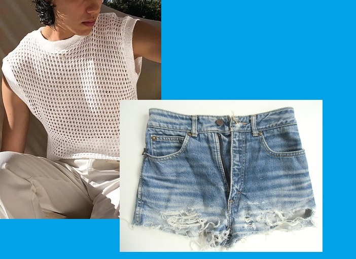 SPLASH-FRUITs19チーム!! 2025夏合宿■サスーンSASSONカットオフクラッシュ!!デニム【フレンチ39】★INCERUNメッシュノースリーブ白【L】拍卖