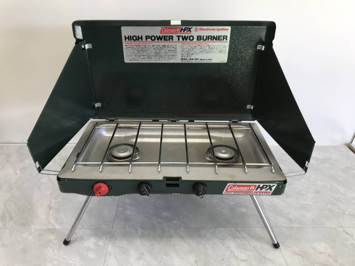 ☆★【USED】 Coleman コールマン HIGH POWER TWO BURNER 5436-700J カセットコンロ 2口コンロ BBQ アウトドア 箱120サイズ拍卖