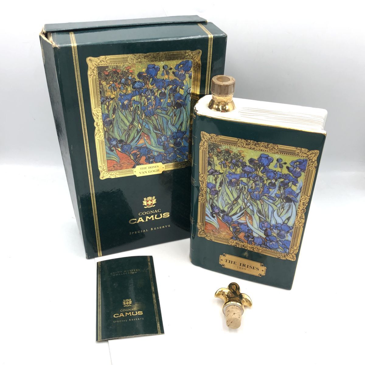 BKm008I 80 未開栓 箱付き 22K CAMUS カミュ COGNAC SPECIAL RESERVE THE IRISES ゴッホ アイリス ブック ブランデー 陶器ボトル 古酒 お酒拍卖