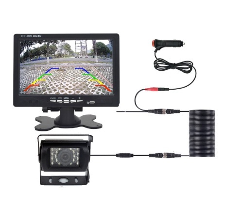7インチモニター バックカメラ12V/24V セット 20Mケーブル付 シガー電源 4pin トラック バス トラクター拍卖