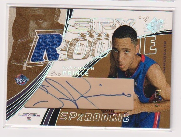 2002 SPX Tayshaun Prince Gold SPX Rookie Jersey Autograph card #14/25拍卖
