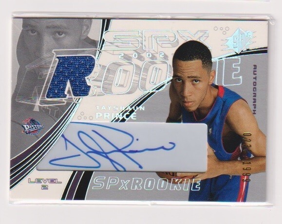 2002 SPX Tayshaun Prince SPX Rookie Jersey Autograph card #0239/1999拍卖
