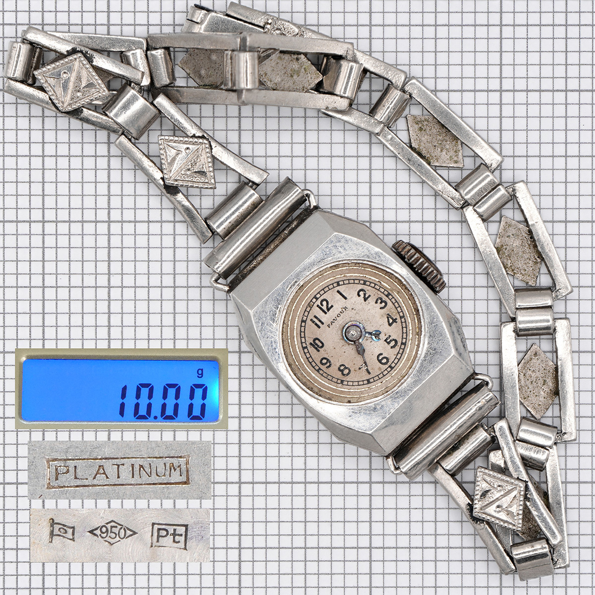 950刻印 PLATINUM刻印 プラチナ 10.00g 腕時計 機械式 ヴィンテージ アンティーク 手巻き 女性用拍卖