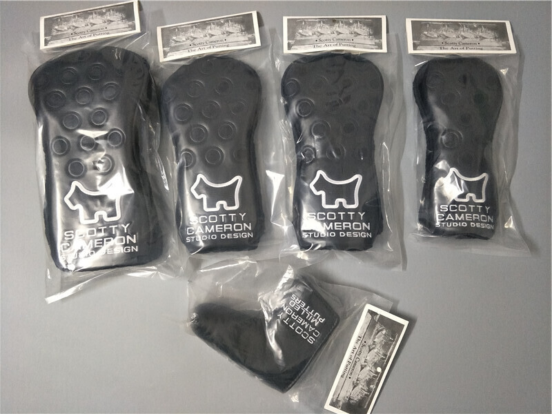 スコッティキャメロン★ウッド用カバー1W・3W・5W ・UT &パター用 5点セット★黒×(白 DOG)拍卖