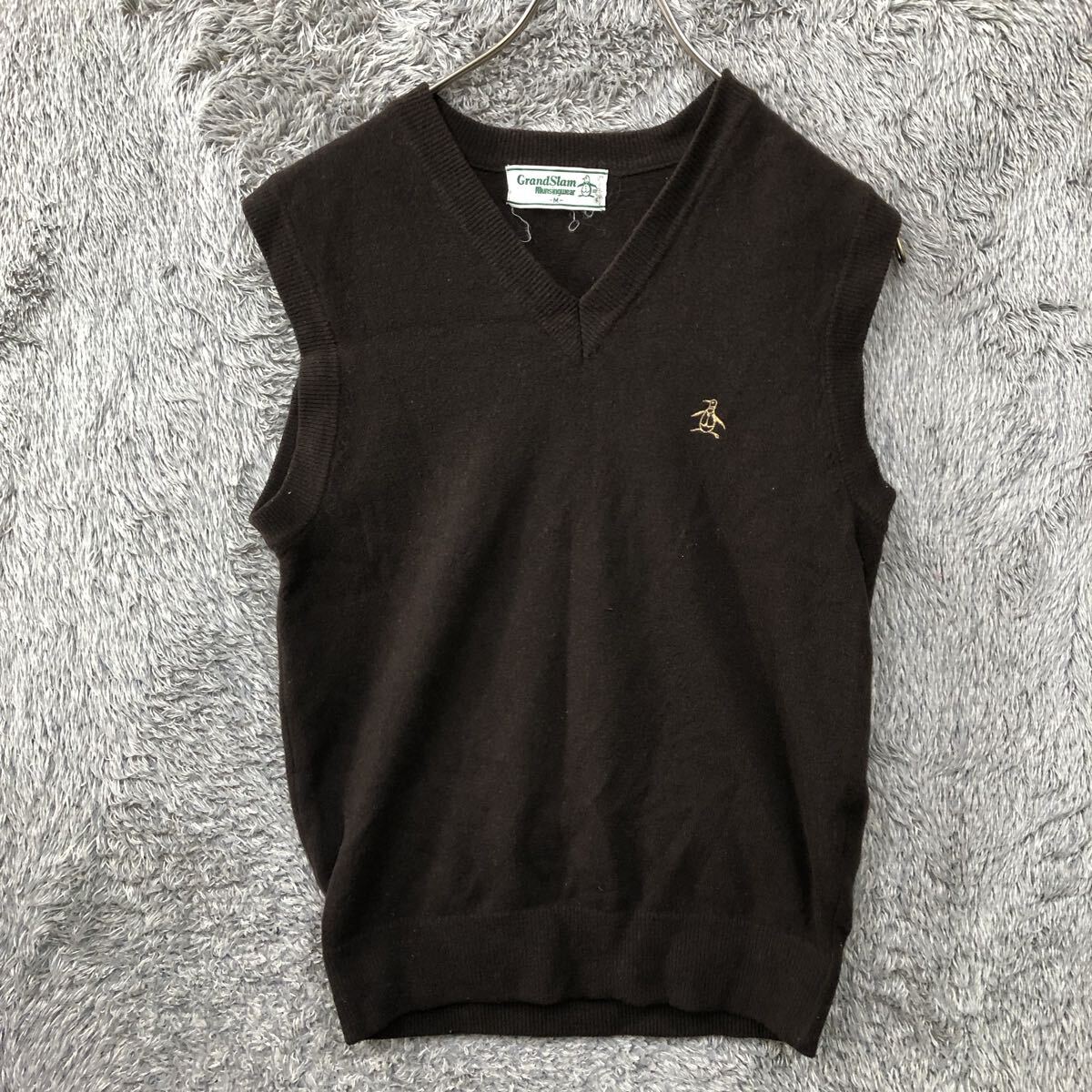 MUNSINGWEAR マンシングウェア ニットベスト ベスト ニット サイズM ブラウン ウール混紡 Vネック メンズ トップス 最落なし(919)拍卖