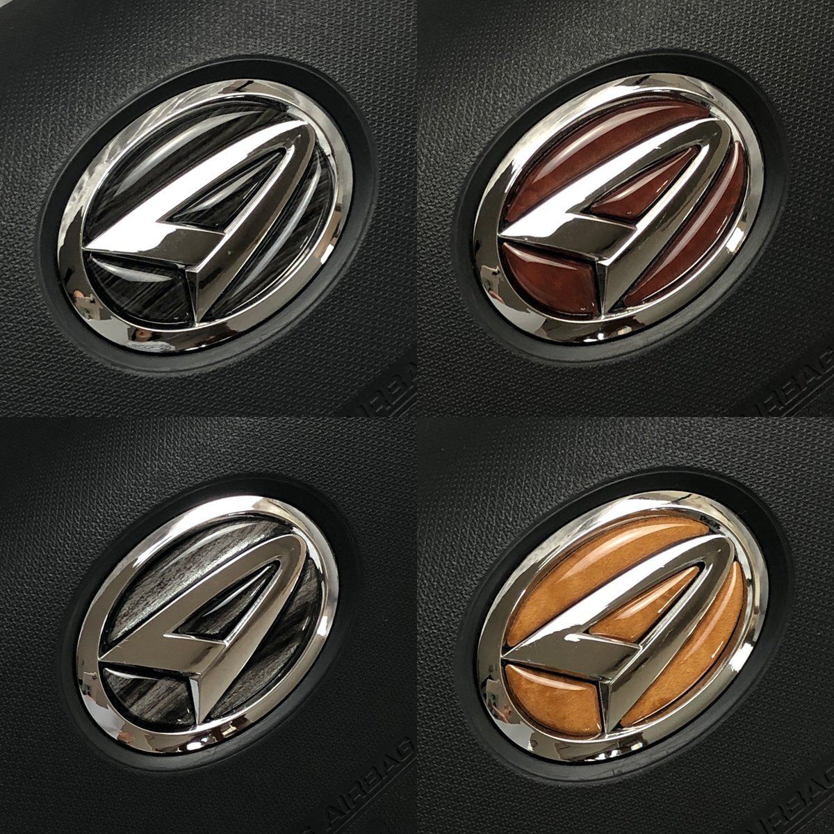 ダイハツ ハイゼットカーゴ S700V/S710V ステアリングエンブレムシート ウッド 木目柄 樹脂盛立体3D加工 ハンドル ZEROWIN拍卖