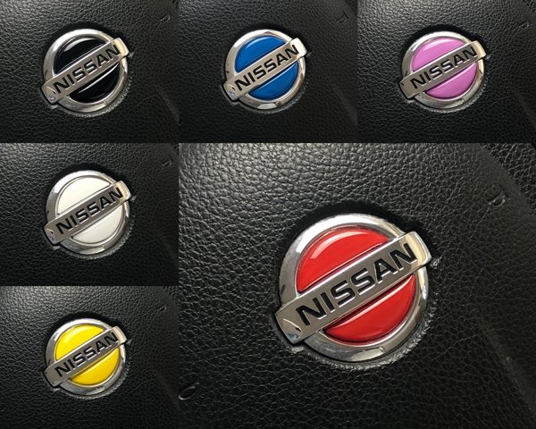 日産 ステアリング エンブレムシート SDH-N01 樹脂盛立体3D ハンドル ZEROWIN NISSAN 黒/赤/白/黄/青/パステルパープル/ミルキーピンク拍卖