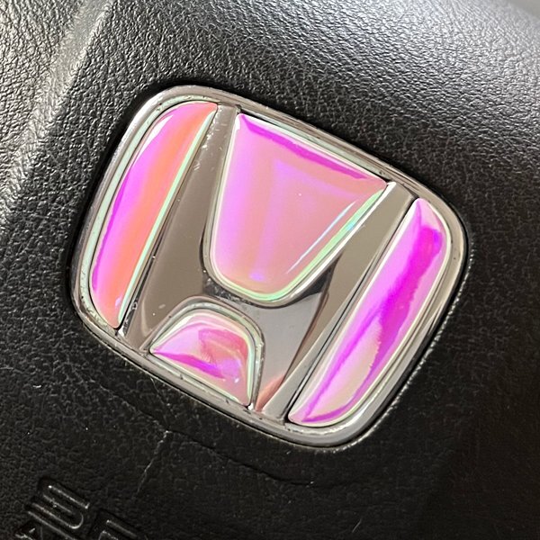 ホンダ ステアリング エンブレムシート オーロラメッキピンク ハンドル用 SDH-H01 樹脂盛立体3D加工 ZEROWIN HONDA拍卖