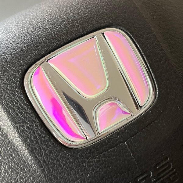 ホンダ ステアリング エンブレムシート オーロラメッキピンク ハンドル用 SDH-H01 樹脂盛立体3D加工 ZEROWIN HONDA拍卖
