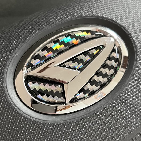 ダイハツ ステアリング エンブレムシート カーボン2Dオーロラブラック ハンドル用 SDH-D01 樹脂盛立体3D加工 ZEROWIN拍卖