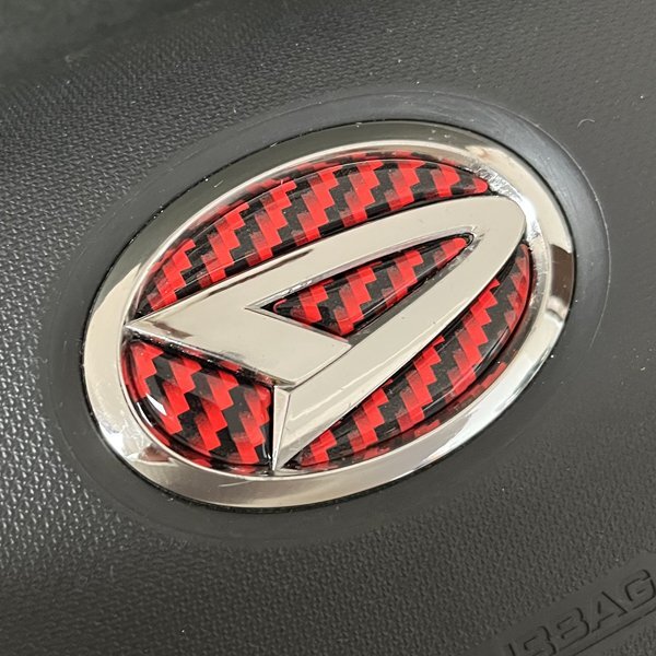 ダイハツ ステアリング エンブレムシート カーボン2D黒×赤 ハンドル用 SDH-D01 樹脂盛立体3D加工 ZEROWIN拍卖