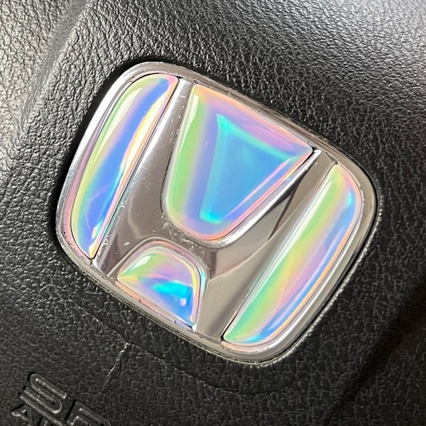 ホンダ ステアリング エンブレムシート オーロラメッキホワイトパープル ハンドル用 SDH-H01 樹脂盛立体3D加工 ZEROWIN HONDA拍卖