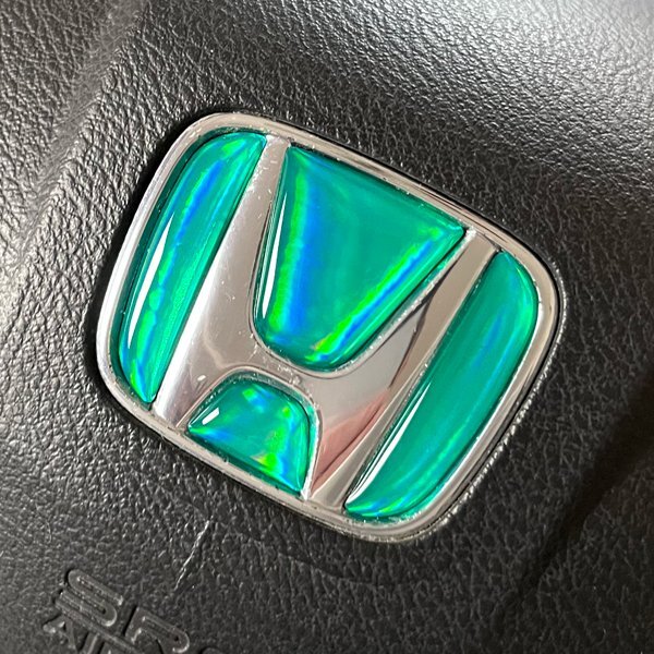 ホンダ ステアリング エンブレムシート オーロラメッキエメラルド ハンドル用 SDH-H01 樹脂盛立体3D加工 ZEROWIN HONDA拍卖