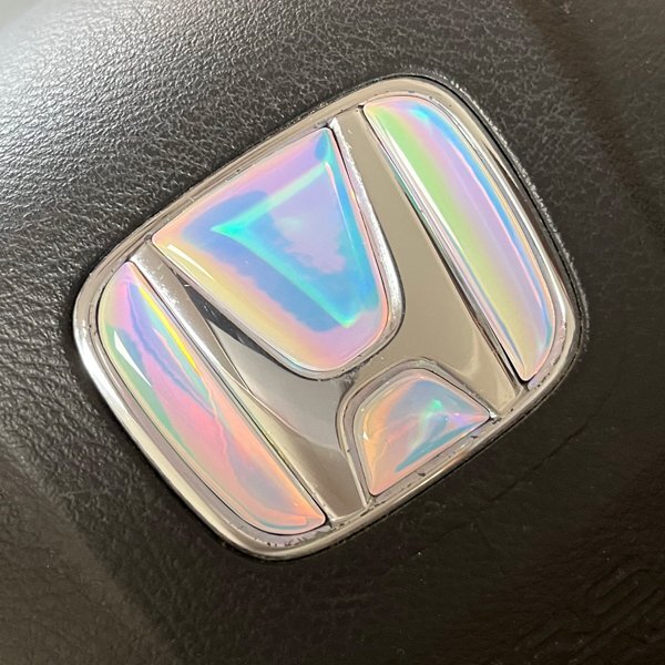 ホンダ ステアリング エンブレムシート オーロラメッキホワイトパープル ハンドル用 SDH-H01 樹脂盛立体3D加工 ZEROWIN HONDA拍卖