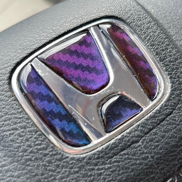 HONDA カーボン調マジョーラネイビー ステアリング エンブレムシート ハンドル用 SDH-H01 樹脂盛立体3D加工 ZEROWIN ホンダ拍卖