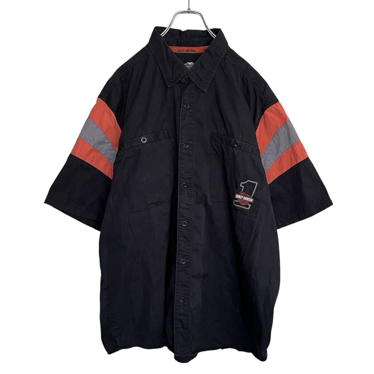 HARLEY-DAVIDSON ハーレーダビッドソン 刺繍 半袖 ワークシャツ拍卖