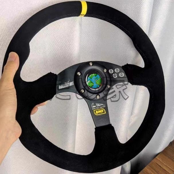 OMP 三菱 14インチ 350mm ステアリングホイール レーシング 改装し ハンドル ralliart レザー 真皮 ステアリング、ハンドル本体拍卖